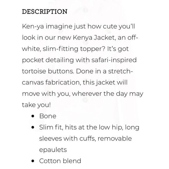 Cabi Kenya Cargo Cotton Jacket Collared Utility with Pockets 5659 Size Small - Picture 5 of 15